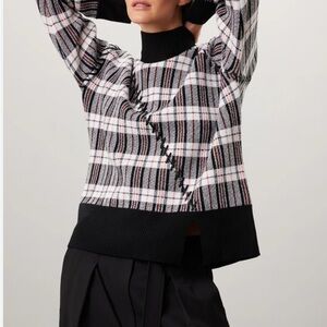 3.1 Phillip Lim Black and White Plaid Turtleneck Sweater